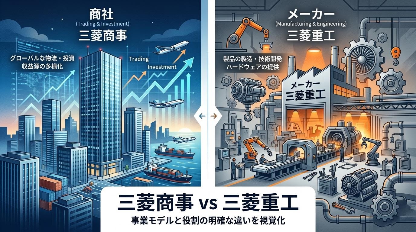 三菱商事と三菱重工の事業比較